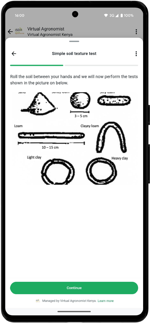 Screenshot of Virtual Agronomist's Know Your Soil feature showing a farmer's soil summary
